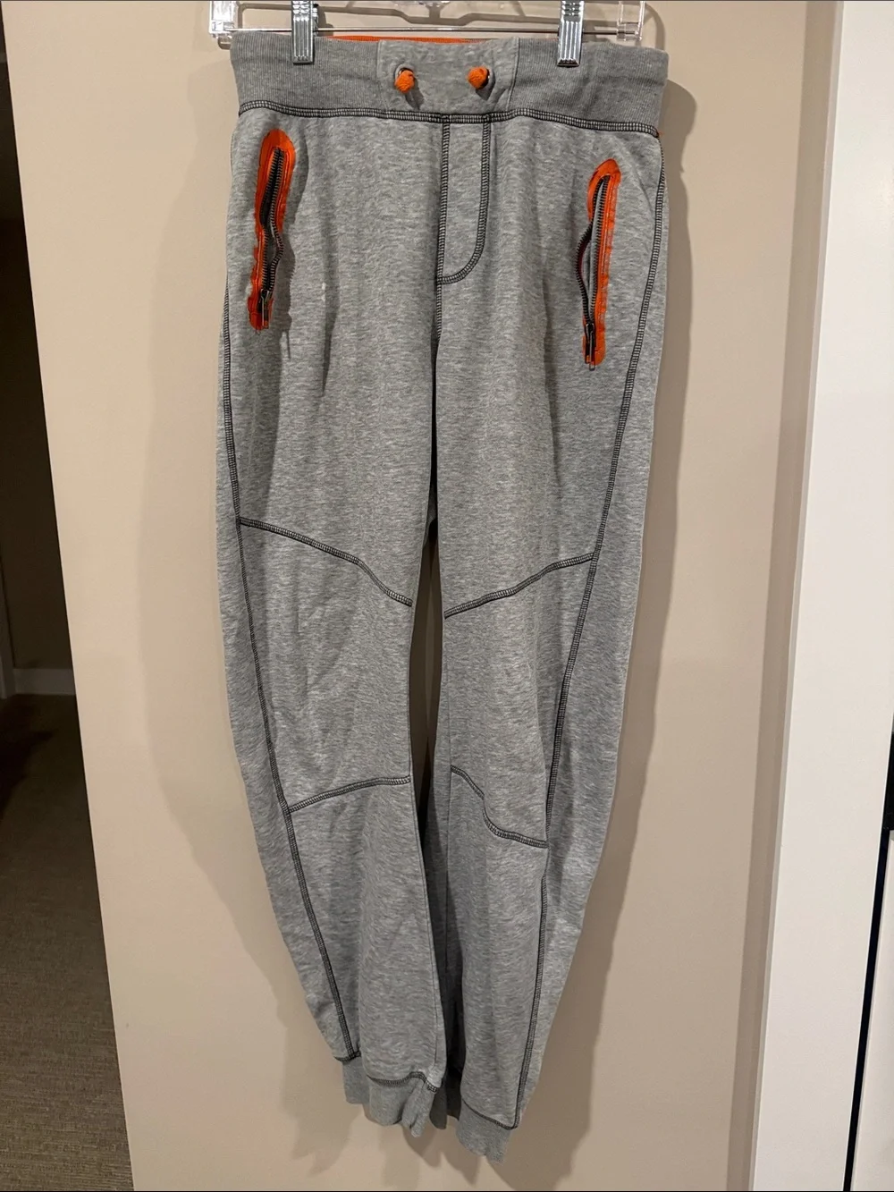 Kids Gray Jogger Pants with Orange Trim